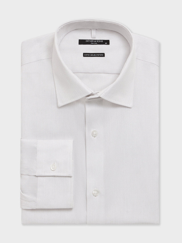 Chemise non-iron slim en coton façonné gris