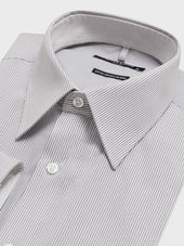 Chemise Non Iron Slim En Popeline De Coton Rayures Grises