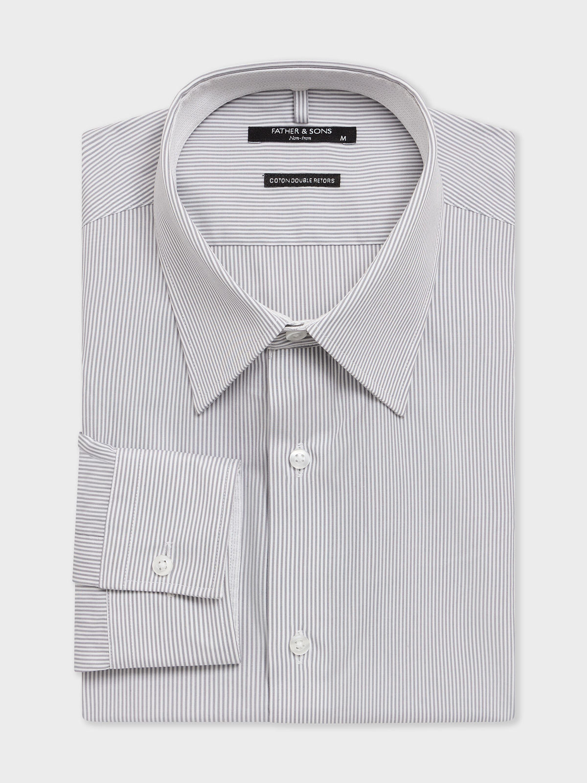 Chemise Non Iron Slim En Popeline De Coton Rayures Grises