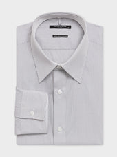 Chemise non-iron slim en popeline de coton à rayures grises