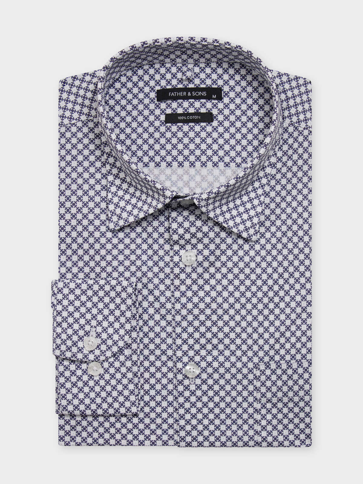Chemise Loose En Popeline De Coton Motif Bleu Indigo