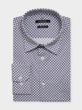 Chemise loose en popeline de coton à motif bleu indigo