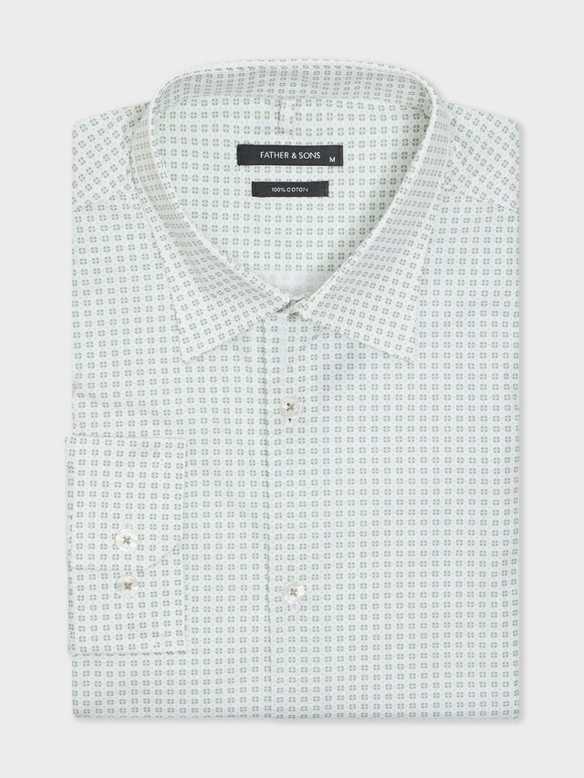 Chemise regular en popeline de coton à motif kaki