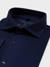 Chemise Slim En Maille Piqu E Bleu Marine
