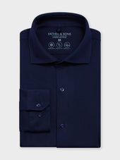 Chemise Slim En Maille Piqu E Bleu Marine