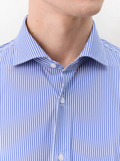 Chemise Slim En Maille Bleu Marine Rayures