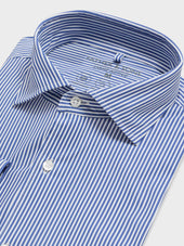 Chemise Slim En Maille Bleu Marine Rayures