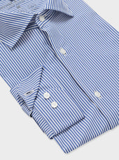 Chemise Slim En Maille Bleu Marine Rayures