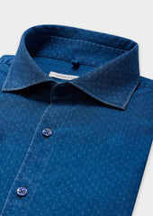 Shirt Sport Regular En Coton Fa Onn Bleu Indigo Motif Fantaisie