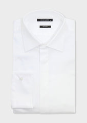 Chemise habillée Regular en satin de coton uni blanc