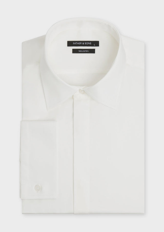 Chemise habillée Regular en satin de coton uni écru