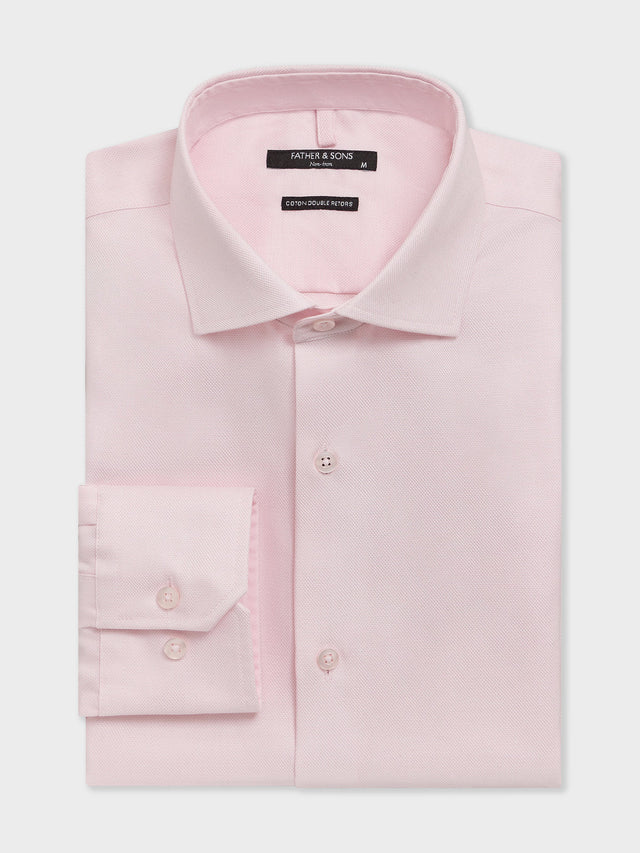 Chemise non-iron regular en coton façonné rose