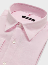 Chemise Slim En Pinpoint De Lin Et Coton Roses Rayures