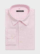 Chemise slim en pinpoint de lin et coton roses à rayures