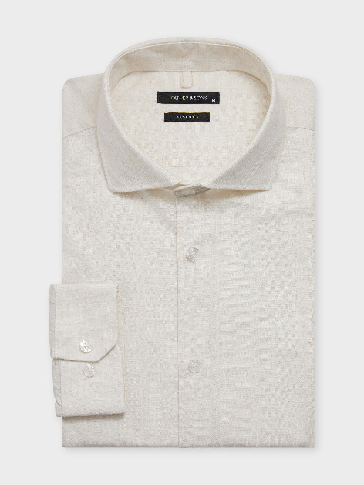 Chemise Regular En Popeline De Coton Beige