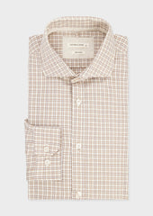 Chemise Slim en twill de coton beige à carreaux