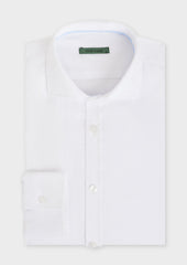 Chemise sport Slim en coton bio façonné uni blanc