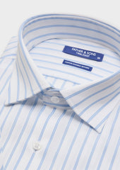Chemise Habill E Non Iron Slim En Coton Jacquard Blanc Rayures Bleu Ciel
