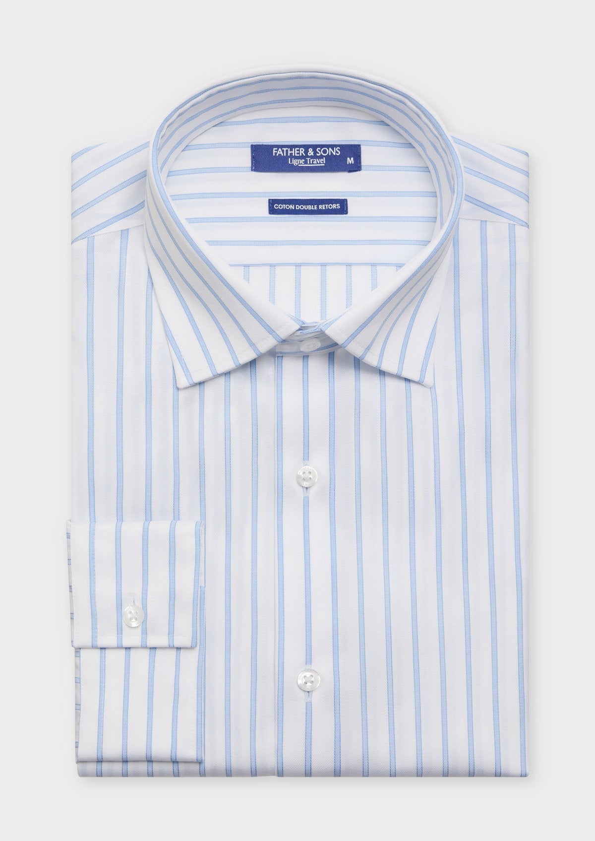 Chemise Habill E Non Iron Slim En Coton Jacquard Blanc Rayures Bleu Ciel