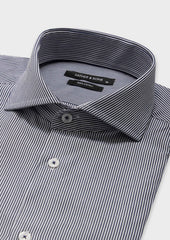 Shirt Habill E Slim En Popeline De Coton Blanc Rayures Bleu Marine