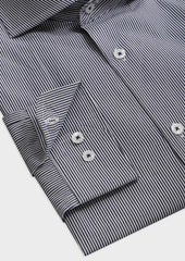 Shirt Habill E Slim En Popeline De Coton Blanc Rayures Bleu Marine
