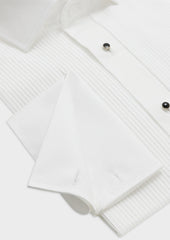 Shirt Habill E Slim En Satin De Coton Stretch Uni Blanc