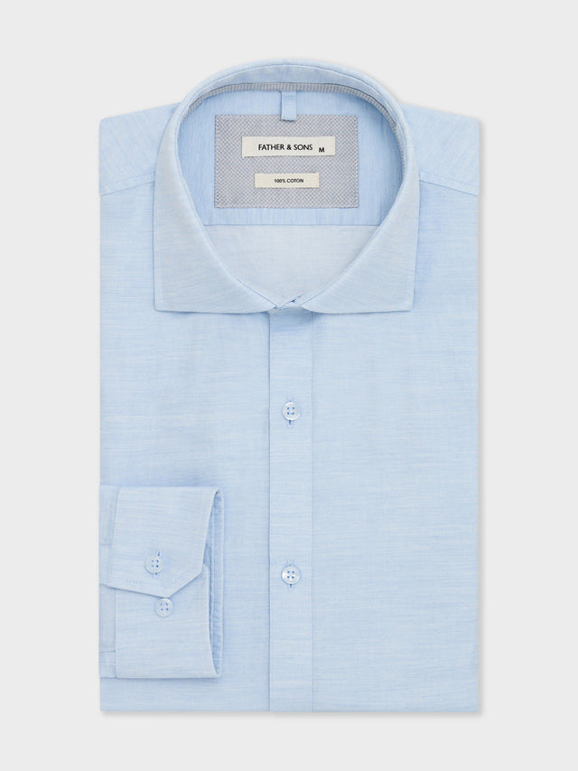 Chemise Slim en popeline de coton bleu ciel