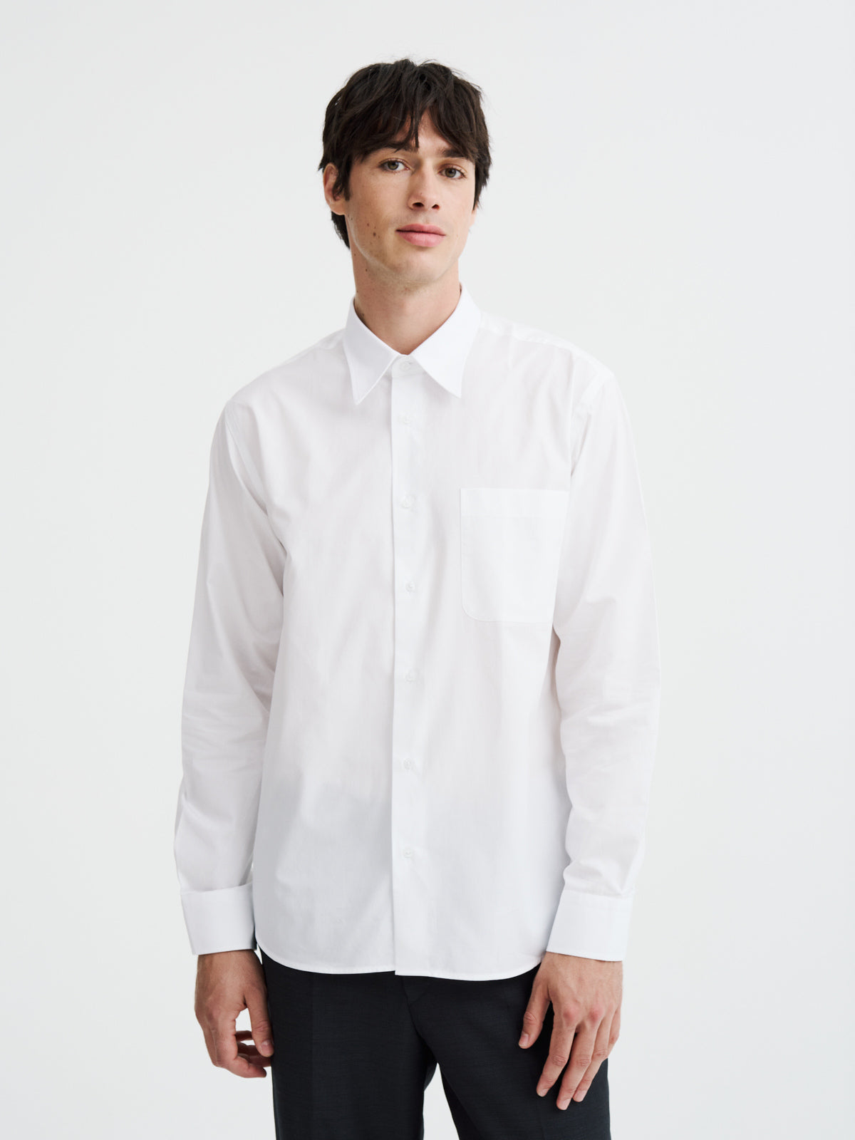 Chemise Loose En Satin De Coton Blanc