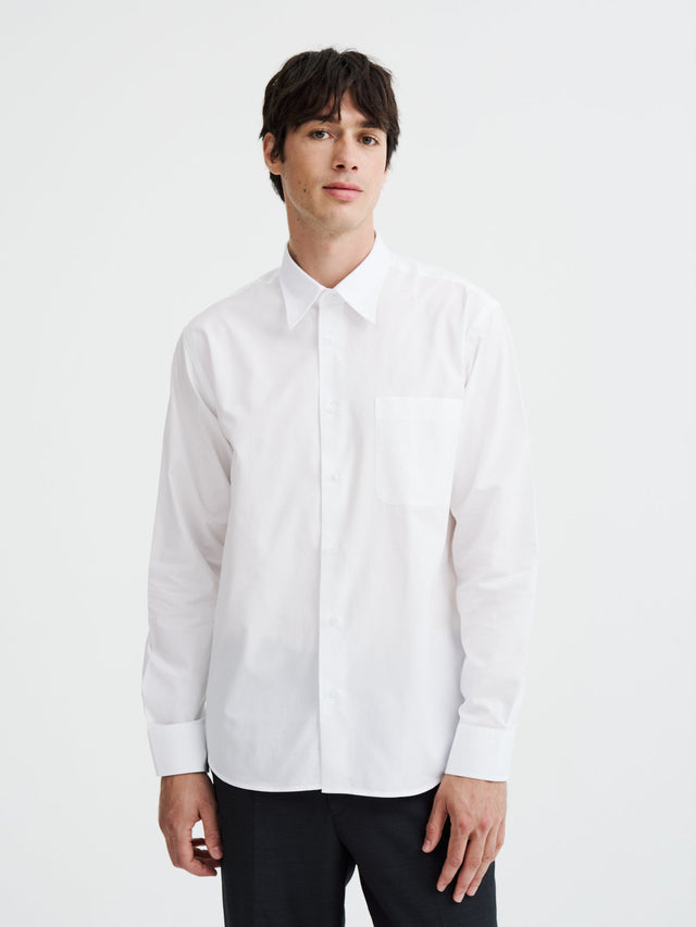 Chemise loose en satin de coton blanc