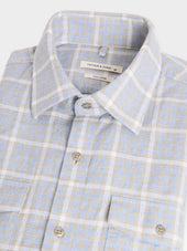 Chemise Regular En Popeline De Coton Bleu Carreaux