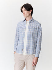 Chemise Regular En Popeline De Coton Bleu Carreaux