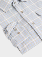 Chemise Regular En Popeline De Coton Bleu Carreaux