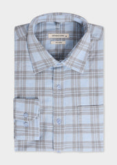 Chemise regular en popeline de coton bleu ciel à carreaux