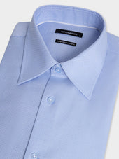 Shirt Non Iron Regular En Coton Chevron Bleu
