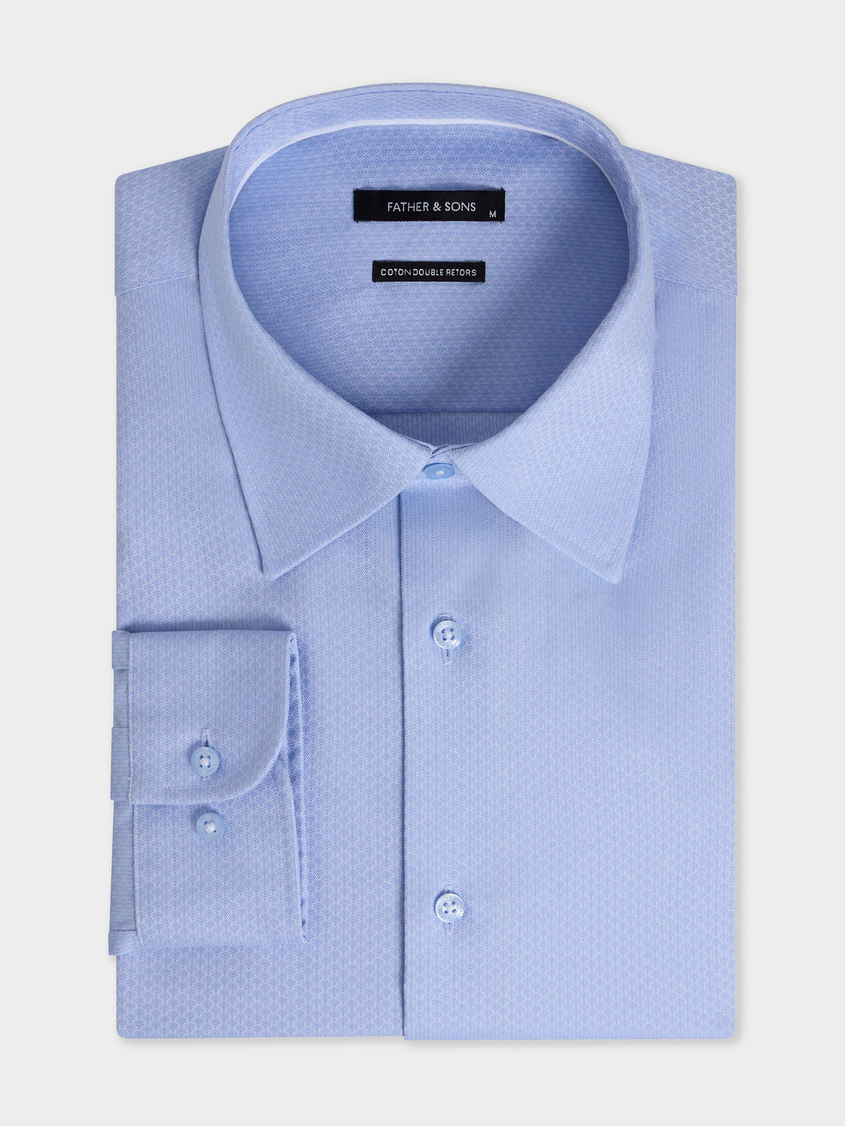 Shirt Non Iron Regular En Coton Chevron Bleu