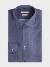 Chemise regular en popeline de coton bleu indigo à motif