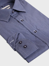 Chemise Regular En Popeline De Coton Bleu Indigo Motif