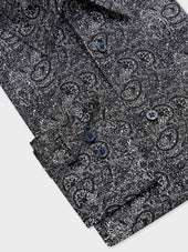 Chemise Regular En Popeline De Coton Bleu Marine Motif Cachemire