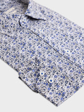 Chemise Regular En Popeline De Coton Motif Fleuri Bleu