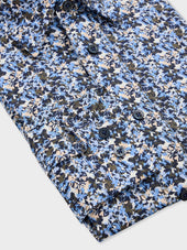 Chemise Regular En Popeline De Coton Bleu Indigo Motif Fleuri