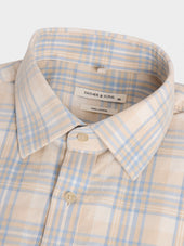 Chemise Regular En Velours C Tel Beige Carreaux Bleu