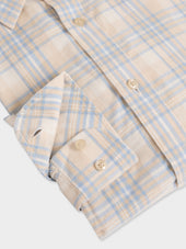 Chemise Regular En Velours C Tel Beige Carreaux Bleu