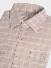 Chemise Regular En Popeline De Coton Beige Carreaux