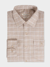 Chemise regular en popeline de coton beige à carreaux