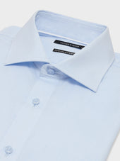 Chemise Non Iron Et Anti T Che Slim En Popeline De Coton Bleu Ciel Carreaux