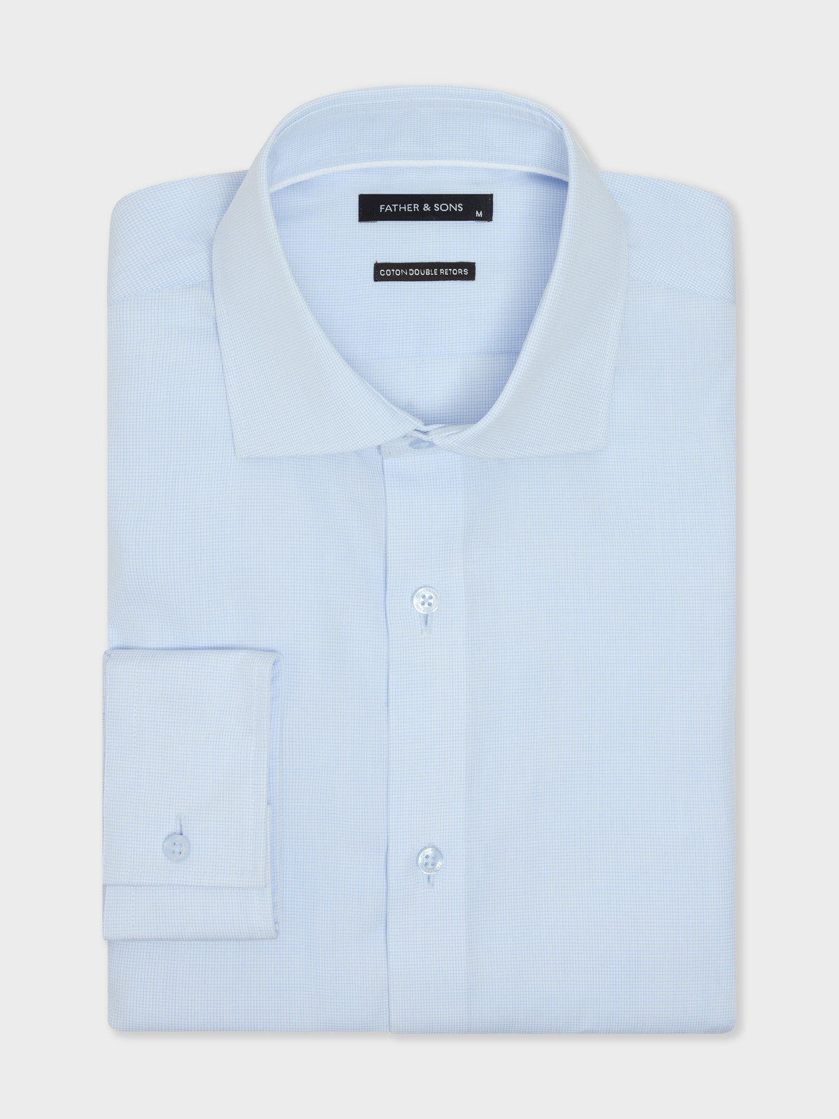 Chemise Non Iron Et Anti T Che Slim En Popeline De Coton Bleu Ciel Carreaux