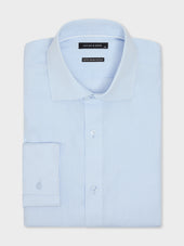 Chemise non-iron et anti-tâche slim en popeline de coton bleu ciel à carreaux