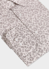 Chemise Slim En Popeline De Coton Beige Motif Fleuri