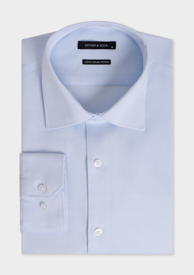 Chemise non-iron slim en coton Jacquard bleu pâle