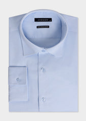 Chemise non-iron slim en coton stretch Jacquard bleu pâle